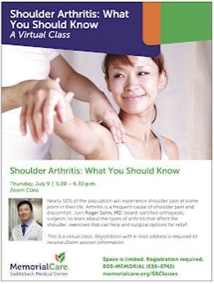 Sign Up For Dr. Sohn Webinar on Shoulder Arthritis